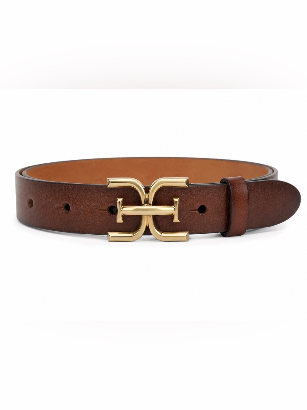 Sam Edelman New York Brown Leather Belt with Gold Tone Buckle Womens Size XL - Picture 11 of 11